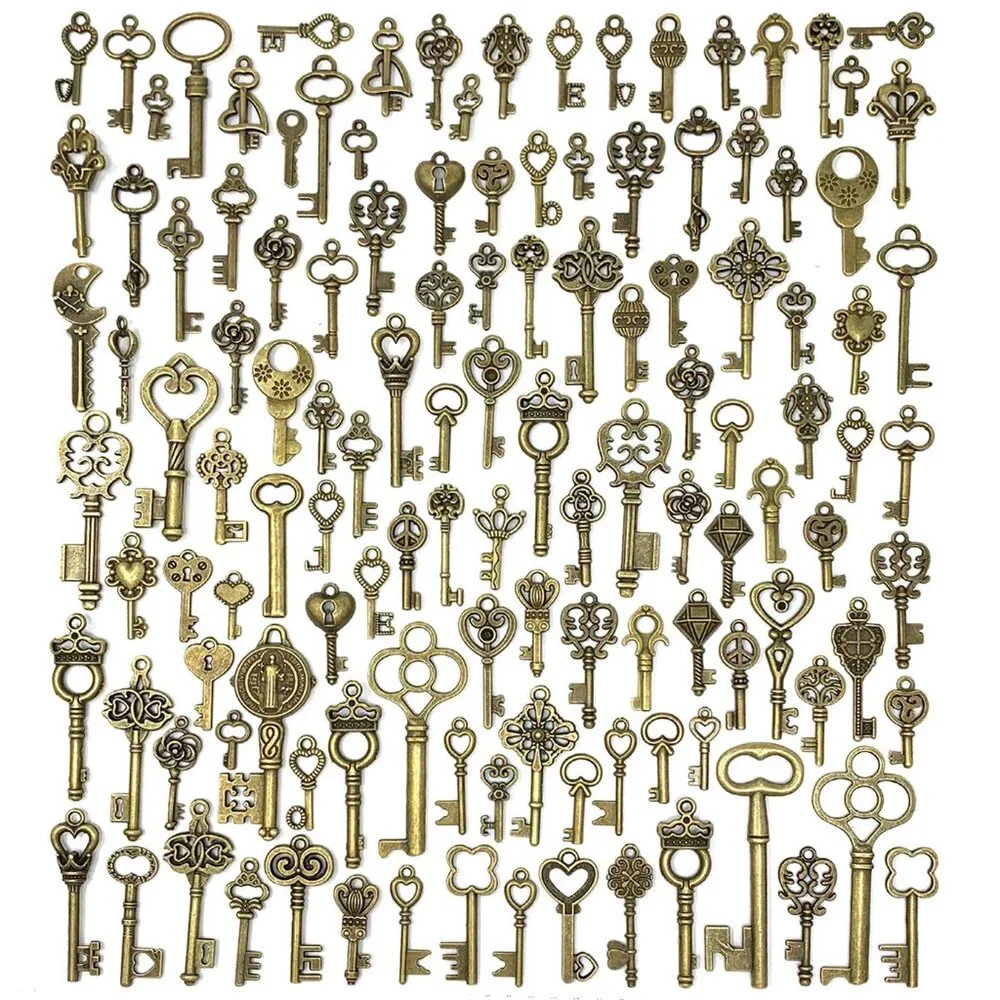 Vintage Skeleton Key Charms Set Antique Style DIY Jewelry Making Craft Supplies